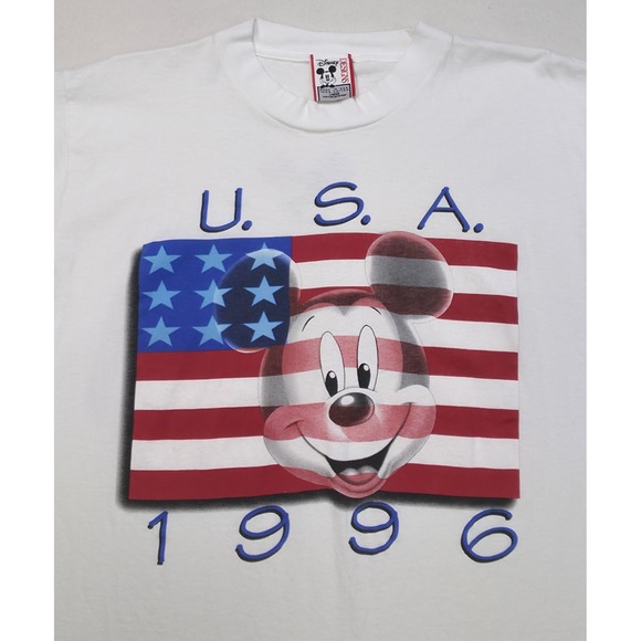 Vintage 1996 Disney Designs‎ Mickey Mouse T Shirt Large Olympic Year USA Made - Picture 1 of 8